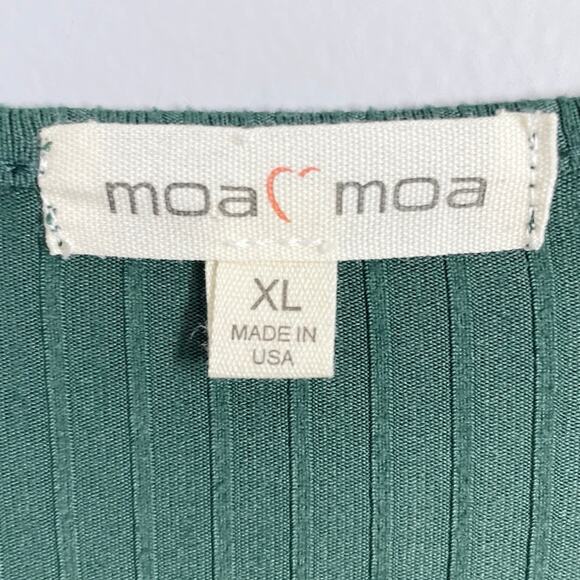 Moa Moa, Size XL, Forest Green & White Twist Front Ribbed Crop Top, Pullover, - Picture 2 of 5